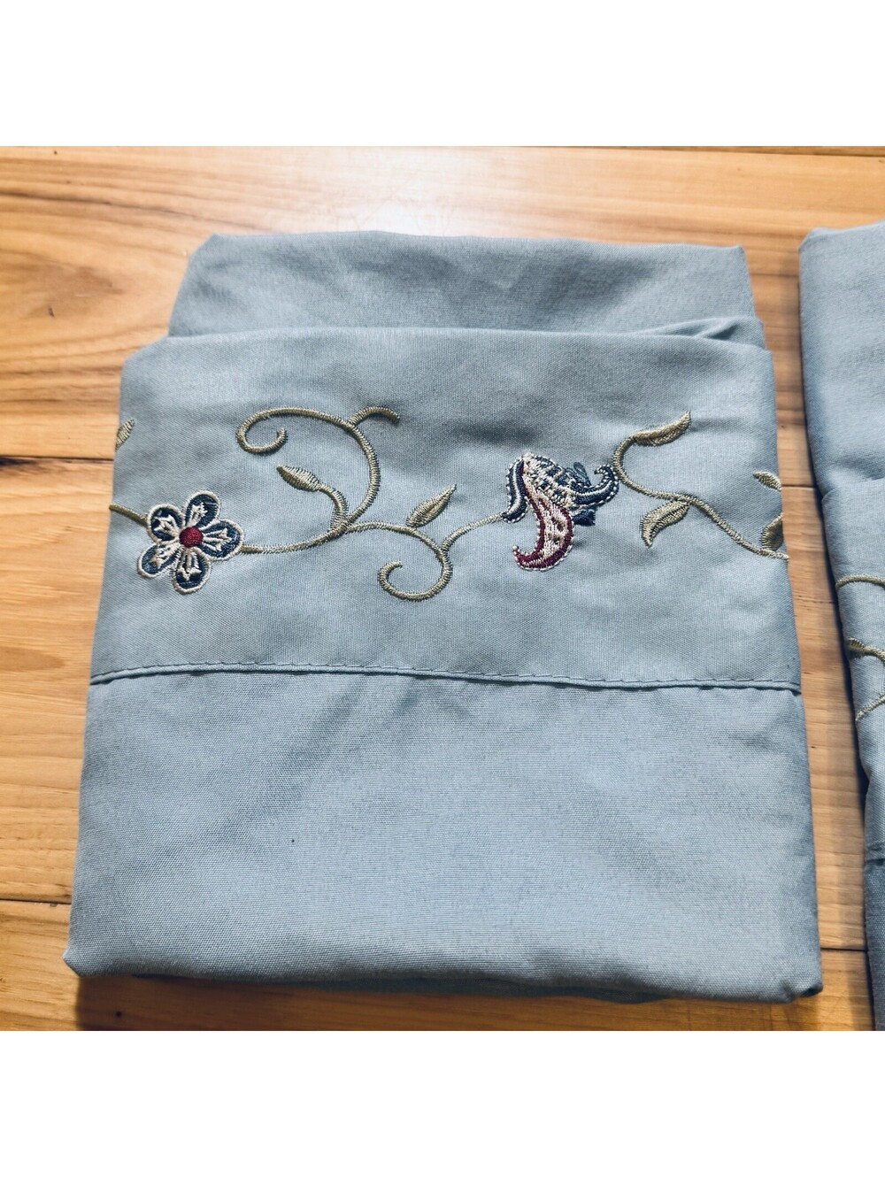 3 Vtg Standard Size Pillowcases Blue with Flowers by Gold Coast Very Good Cond.